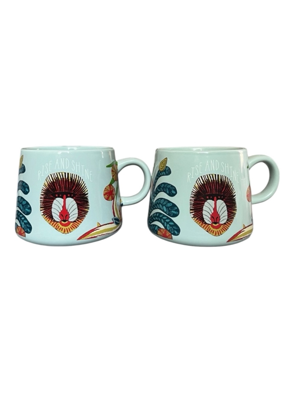 Opal House Rise and Shine 2 Set Jungle Baboon Pattern with Slanted Sides 16 oz